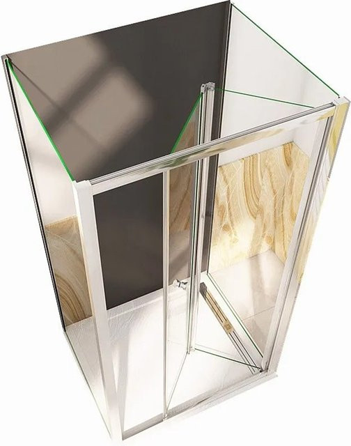Duschparadies U-Duschkabine mit Falttür und Seitenwand aus 5mm ESG Glas in Transparent und Silber, B/T: 76 x 80 cm, Höhe: 185 cm - Bild 1