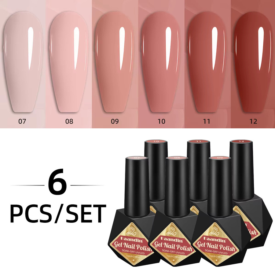 Faandin Gel-Nagellack-Set, 6er-Pack, Glänzend, Unisex - Bild 2
