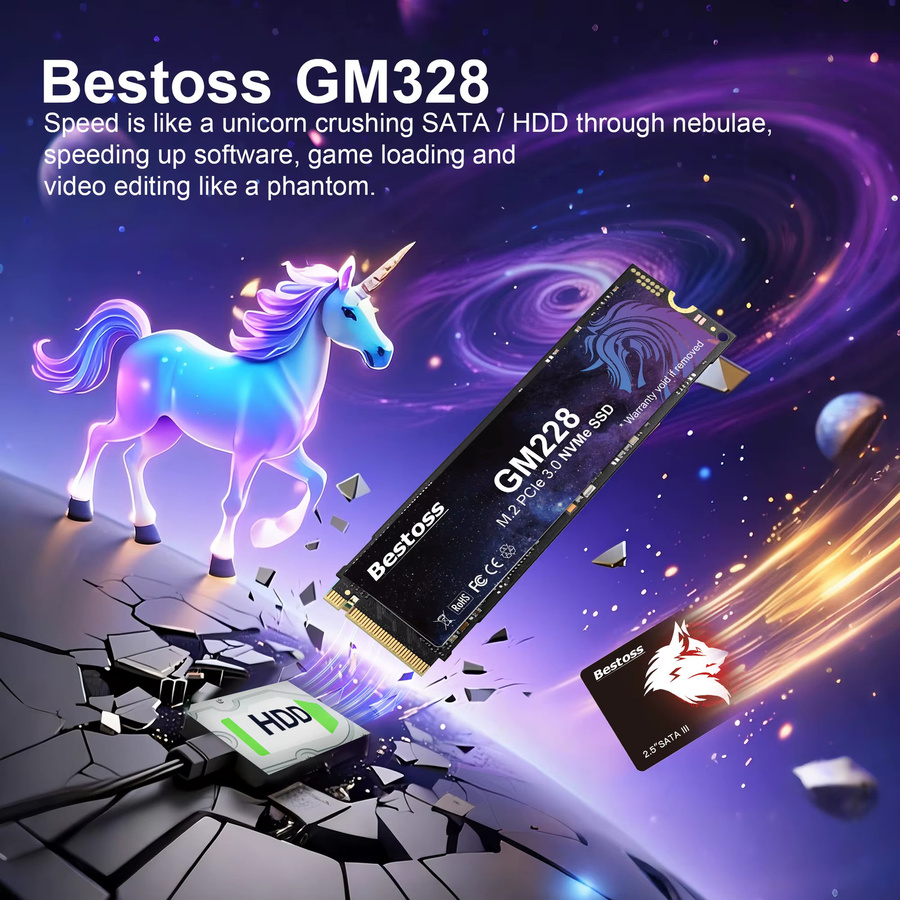 Bestoss PCIe 3.0 NVMe M.2 2280 SSD Gen3 Solid-State-Laufwerk für PC und Laptop in Schwarz - Bild 4