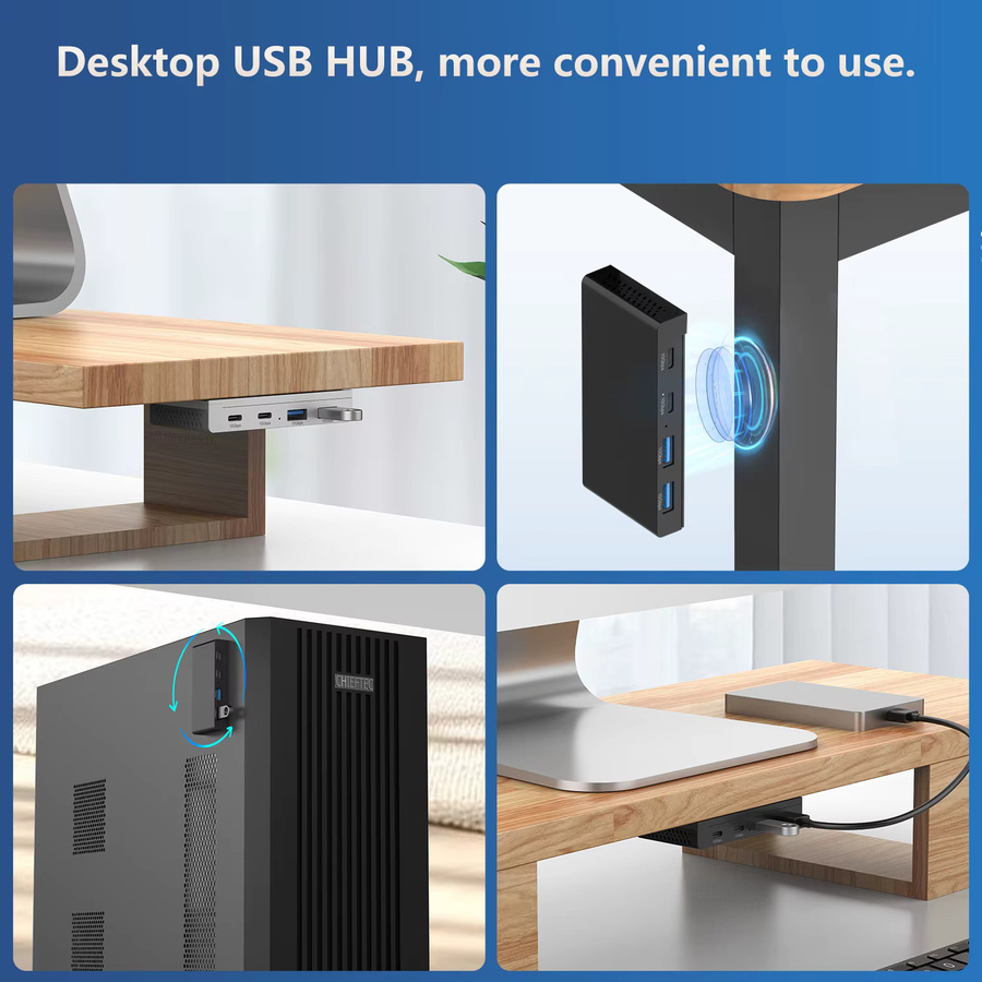 Eswirepro USB-Hub Magnetischer USB 3.2 Splitter-Adapter in Schwarz für Hochgeschwindigkeits-Datenübertragung mit 5Gbps und 10Gbps für MacBook, iMac Pro, PC und Laptops - Bild 2