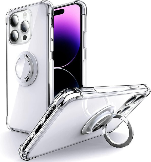 WISHXIN Transparente Ringhalter-Telefonhülle mit Stoßschutz für iPhone 15 14 13 12 11 Pro Max Plus und weitere Modelle, Blau - Bild 1