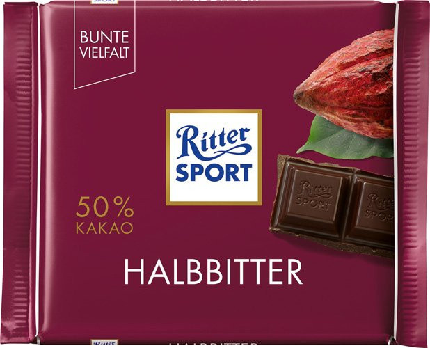 RITTER SPORT Bunte Vielfalt Halbbitter 50% Kakao Schokoladentafel 100 g - Bild 1