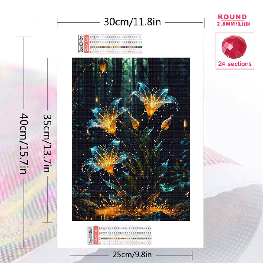 Evershine 5D DIY Diamant Stickerei Kit Lilie Mosaik Blume Bild in Multicolour mit runden Steinen zur Wanddekoration B: 30,0 cm, H: 20,0 cm - Bild 2