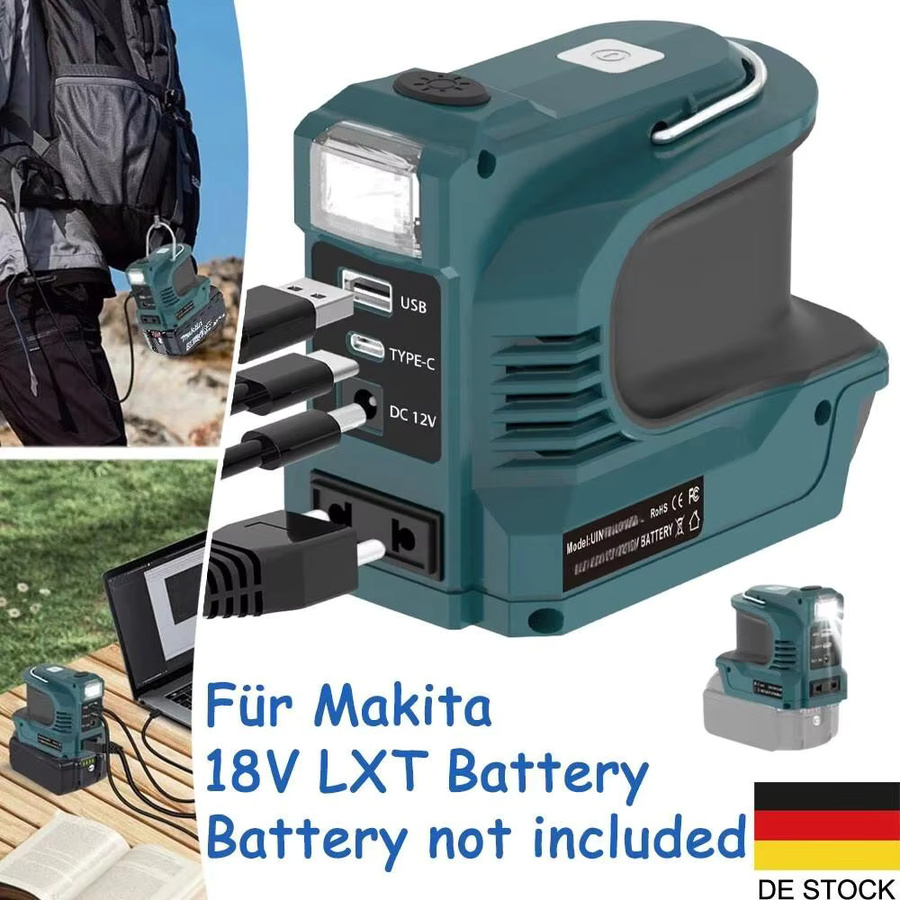 Makita 180W 18V LXT Batteriespannungswandler mit USB-A und USB-C sowie LED Powerbank - Bild 2