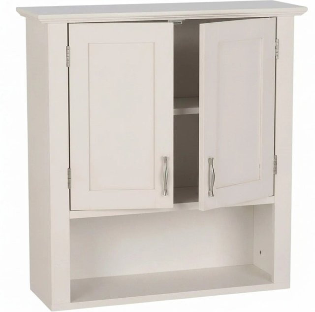 Relaxdays Hängeschrank aus MDF in Weiß im Landhausstil für Badezimmer, Gästezimmer oder Küche, B/H/T: 62 x 58 x 20 cm - Bild 1