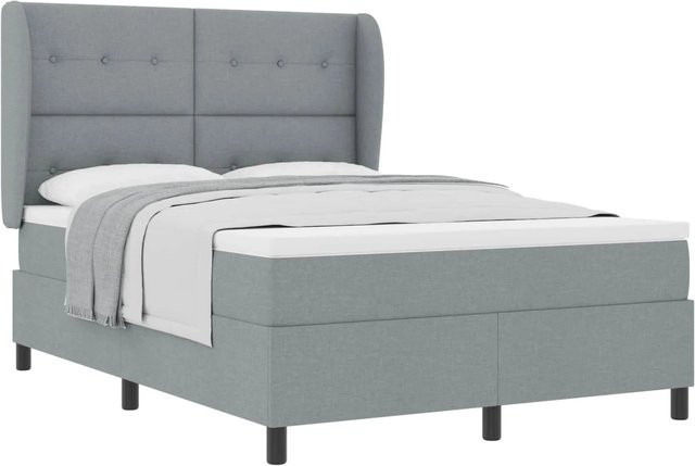 vidaXL Boxspringbett mit Matratze in Hellgrau, modern gepolstert, B/T/H: 160 x 200 x 128 cm - Bild 1