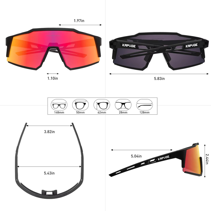 Kapvoe Sonnenbrille Sport, Vollrand, Kunststoff - Bild 6