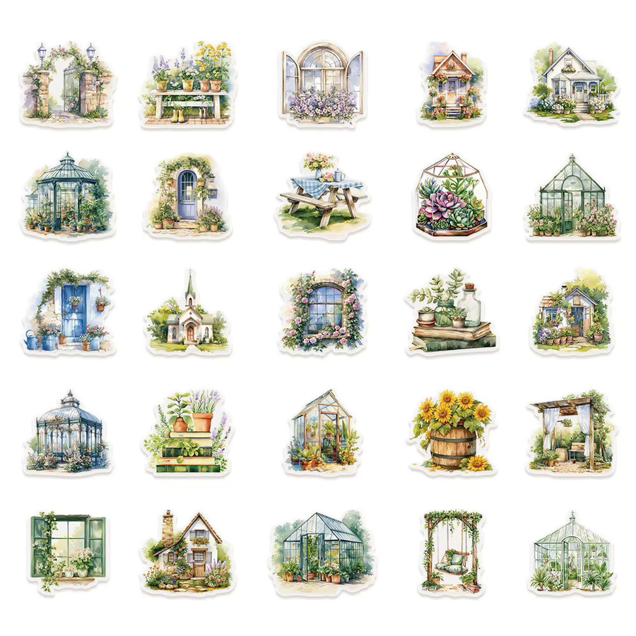 50 Stück Cottage Garden Sticker Pack von YourLife Store – Wasserfeste botanische Aufkleber in Multicolour für Tagebücher und Scrapbooking - Bild 2