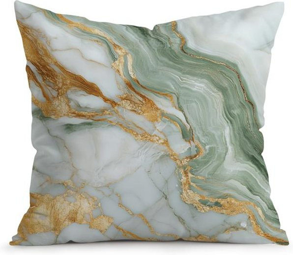 JMG Clothing Dekokissenbezug aus Polyester mit grünem Goldfolie Marmor Design, B/H: 45 x 45 cm - Bild 1