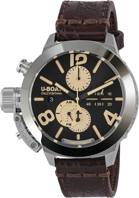 U-Boat Herrenuhr Automatik Chronograph, Edelstahl, 45 mm, Leder, Schwarz - Bild 1