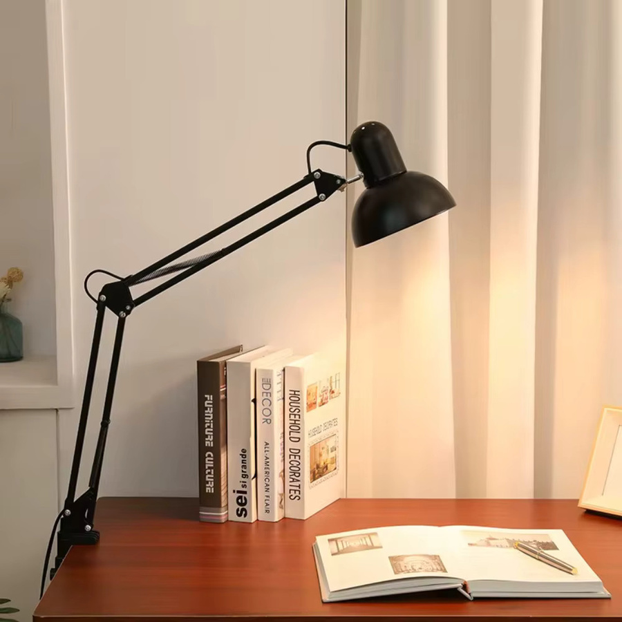 JOYINLED Verstellbare LED-Schreibtischlampe mit Clip und E27-Fassung in Schwarz - Bild 2
