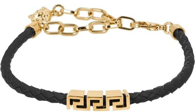 Versace Lederarmband, Messing, Gold, Damen, black - Bild 1