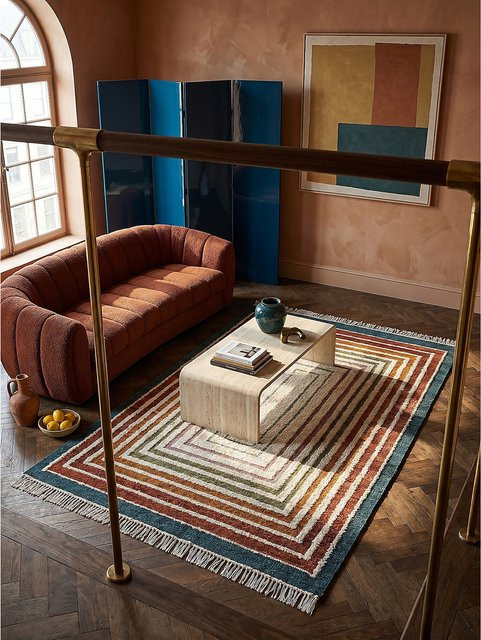 Kadima Flachgewebe-Teppich FROND Geometrisch Modern Bunt B/T: 140 x 200 cm - Bild 1