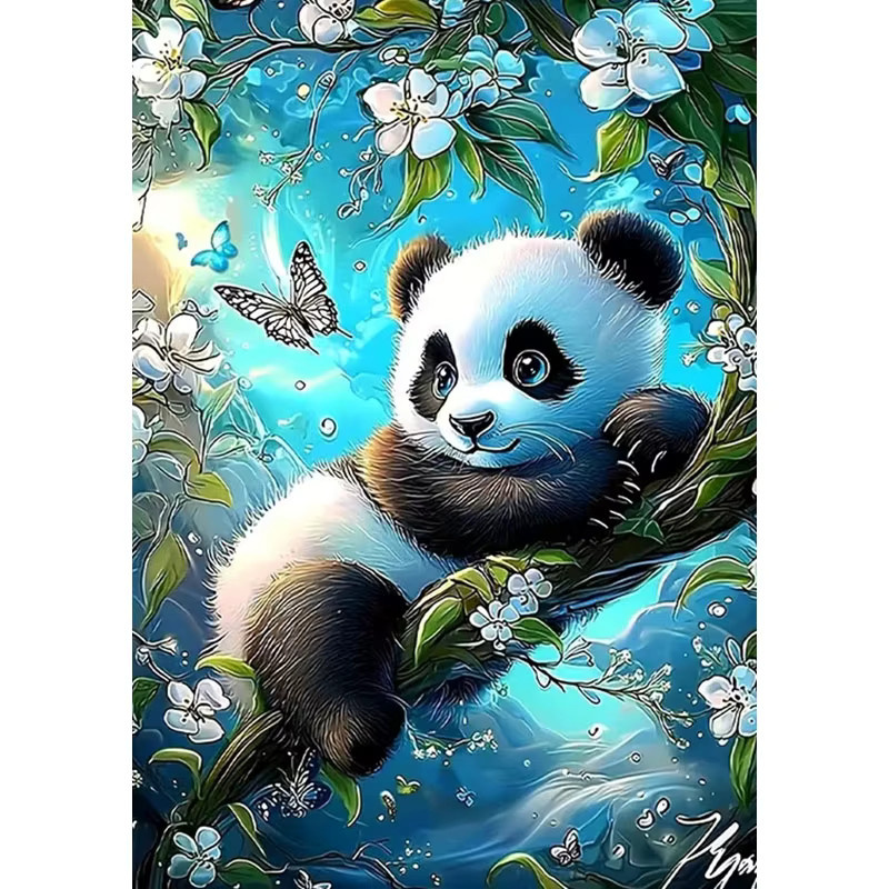 HUACAN Diamant-Malerei 5D Set mit Panda und Schmetterling, Mehrfarbig, B/H: 30,0 x 20,0 cm - Bild 3