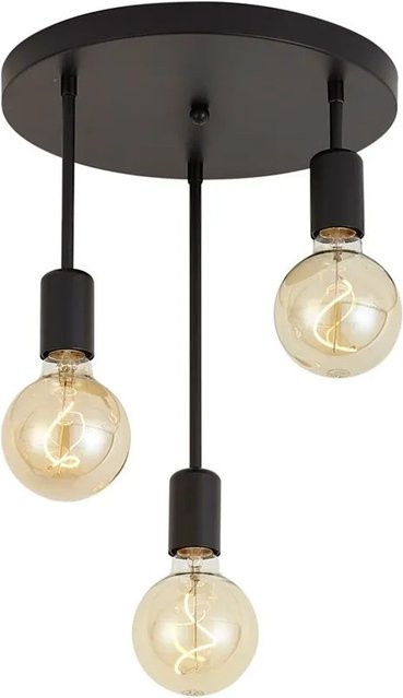 QAZQA Moderne Deckenleuchte Facil in Schwarz aus Stahl, 3-flammig, dimmbar, E27, Breite: 34,5 cm, Tiefe: 30,0 cm, Höhe: 3,0 cm - Bild 1