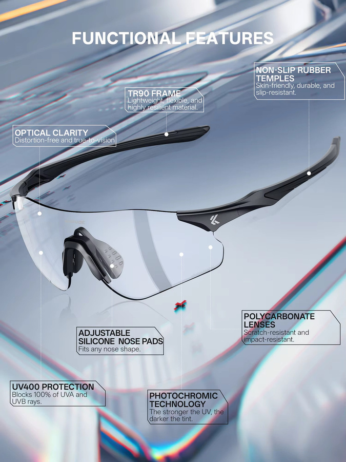 Kapvoe Sportsonnenbrille, photochrom, Unisex - Bild 4