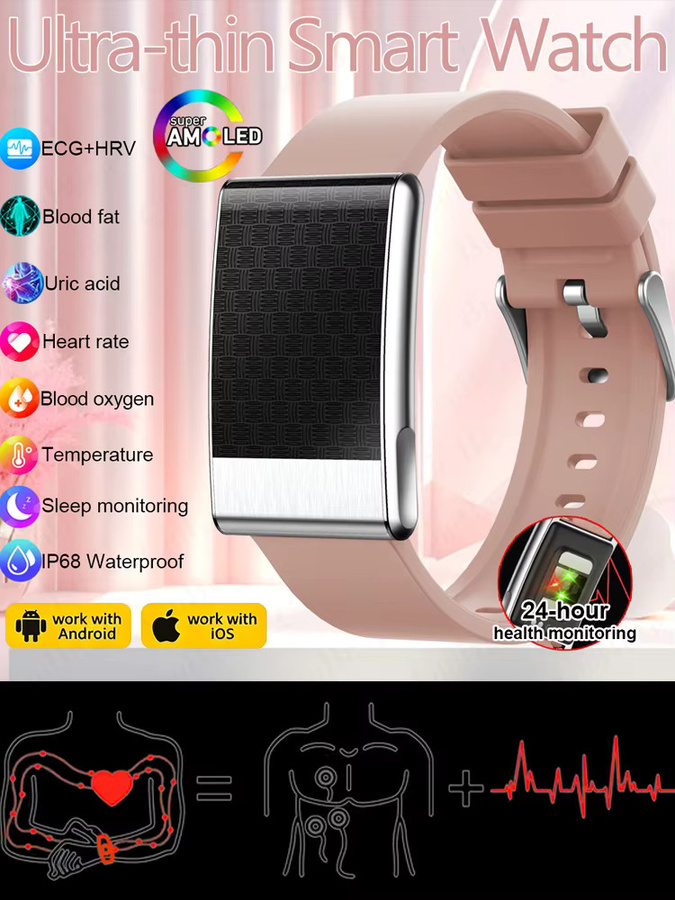 ChiBear Smartwatch, Schwarz, Damen, Bluetooth, Rechteckig - Bild 4