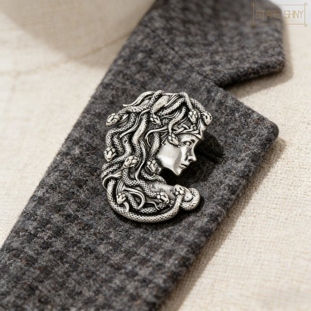 SKEDS Medusa-Brosche, Silber, Unisex - Bild 1