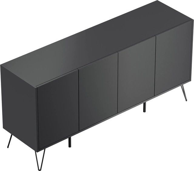 Posseik Sideboard Industrial H Stehend mit 4 Türen in Grafit und Anthrazit, Breite: 155 cm - Bild 1