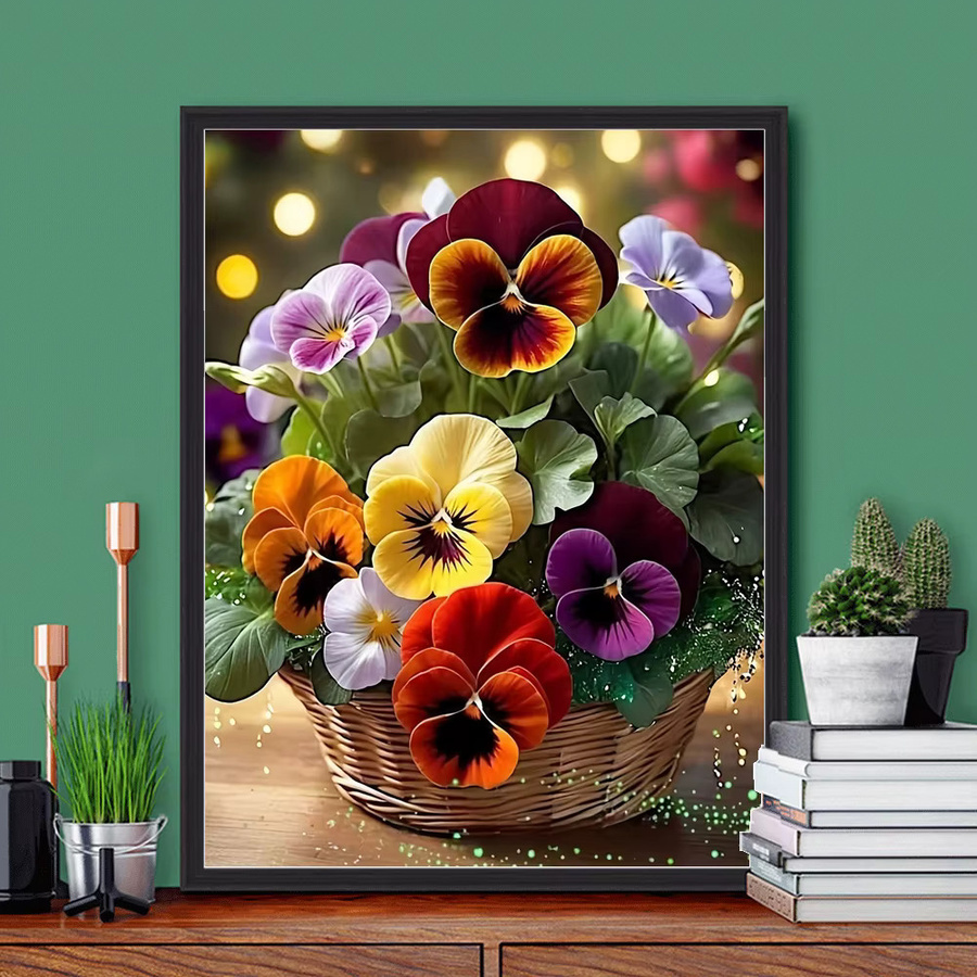 EverShine DIY Diamant-Stickerei Stiefmütterchen Mosaik Blume als Vollbohr-Diamantkunst Malerei Set in Multicolour, Breite: 30,0 cm, Höhe: 30,0 cm - Bild 3