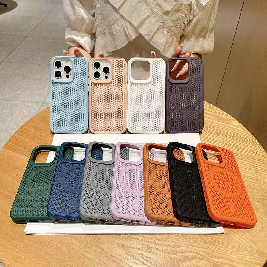 DIXSG MagSafe Schutzhülle für iPhone 12 bis 16 Pro Max Plus, atmungsaktive und stoßfeste Case mit Wärmeableitung, Farbe: Orange - Bild 5