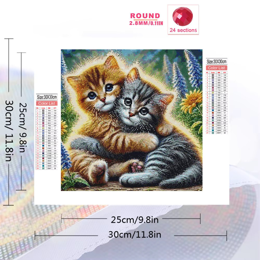 MomoArt Diamantmalerei Katze DIY Acryl Bastelset als Diamantmosaik in Multicolour - Bild 2