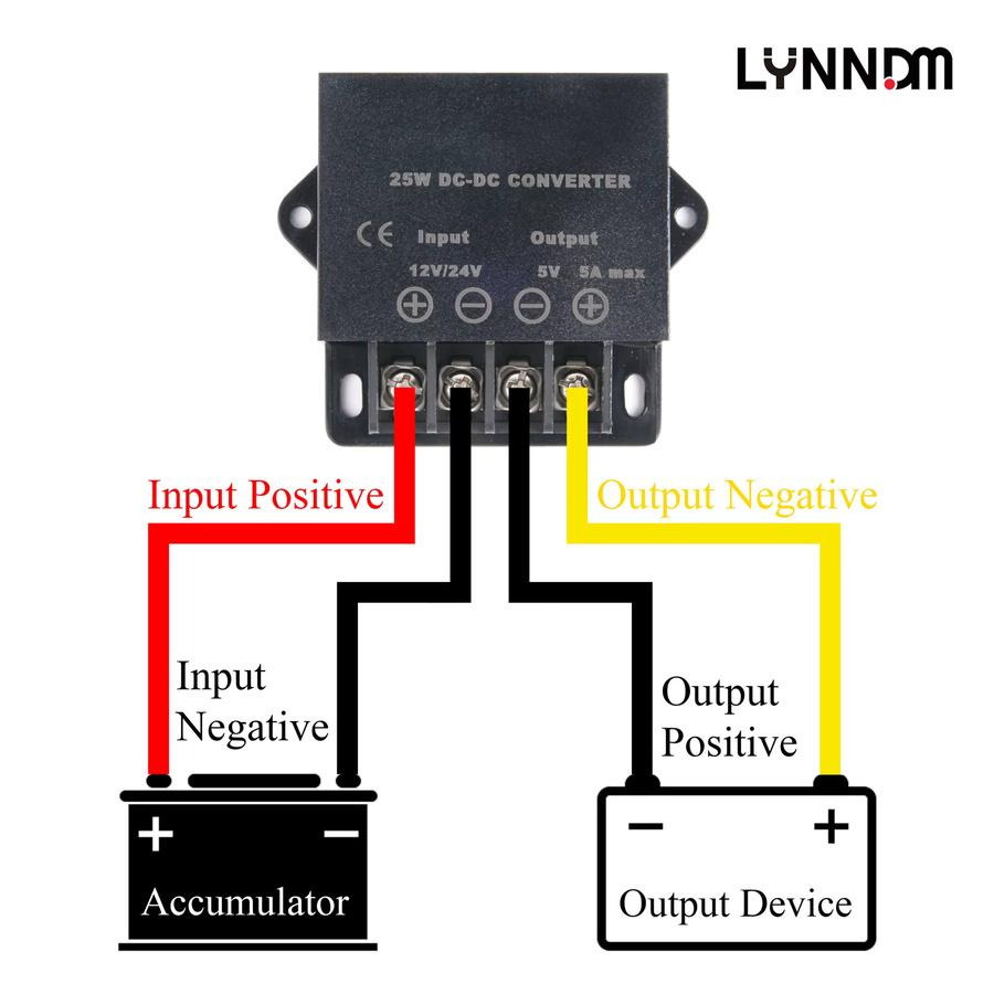 LYNNDM Elektrischer Spannungswandler DC 12V-24V zu 5V Step-Down-Spannungsmodul in Schwarz - Bild 2