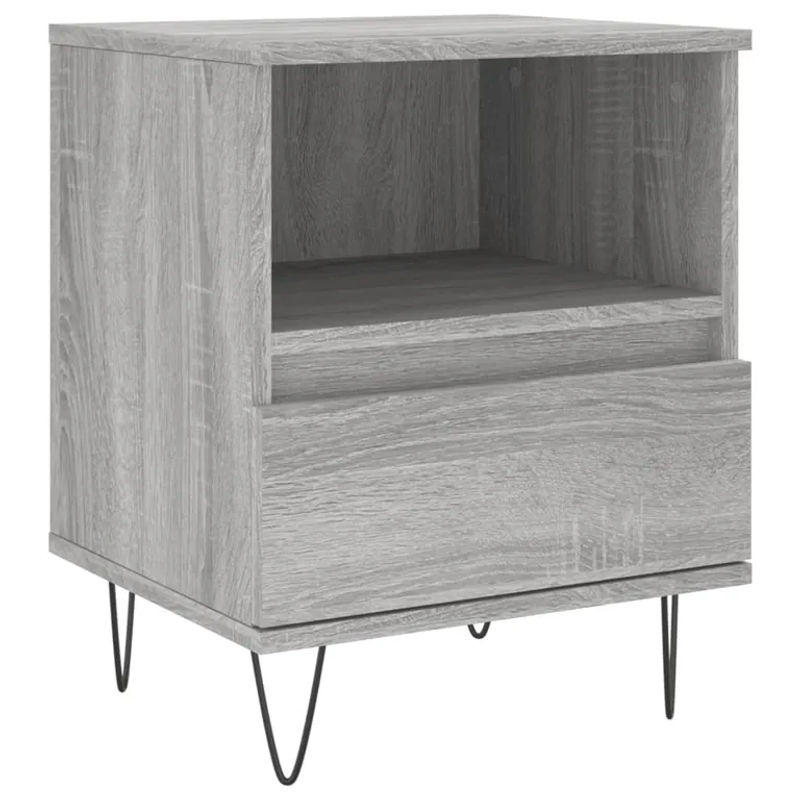 Vidaxl Nachttisch in Sonoma-Eiche Grau, Modernes Design aus Holzwerkstoff und Metall, B/T/H: 40 x 35 x 50 cm - Bild 3
