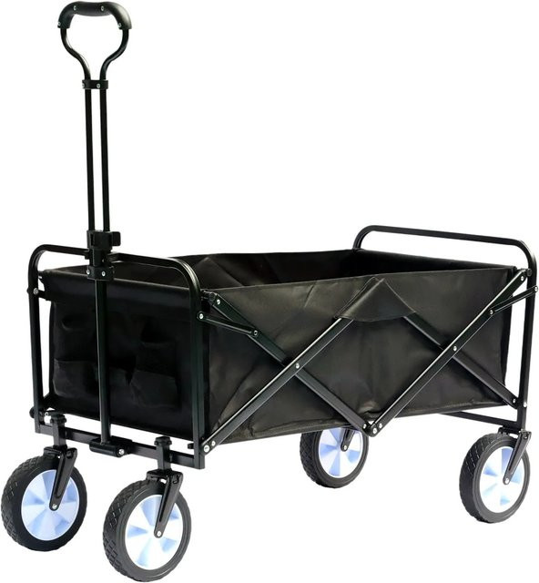 Mojawo Premium Faltbarer Bollerwagen in Schwarz mit stabilem Stahlrahmen, B/T/H: 90 x 50 x 100 cm - Bild 1