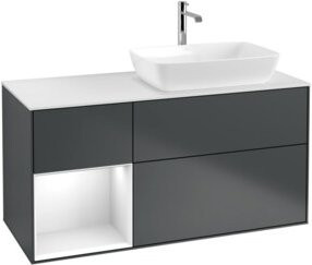 V&B Waschtischunterschrank Finion in Weiß und Grau lackiert, Breite: 120 cm, Tiefe: 50,1 cm, Höhe: 50,1 cm - Bild 1