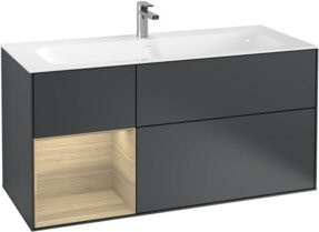 V&B Waschtischunterschrank Finion mit Wandbeleuchtung, Farbe Mattblau lackiert, B/H: 119,6 x 49,8 cm - Bild 1