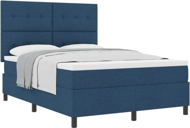vidaXL Boxspringbett mit Matratze und Kopfteil in Blau, B/T/H: 140 x 200 x 280 cm - Bild 1