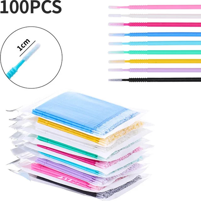 NICOO Eyelash Microbrush Wimpern Verlängerung Pinsel, 100 Stück, Unisex - Bild 1