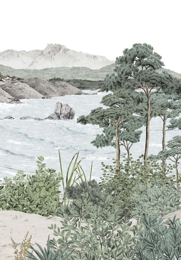 Isidore Leroy Wandtapete Euskadi Mural in Beige und Multicolour mit floralem Design - Bild 1
