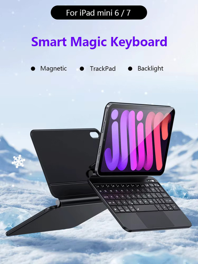 AJIUYU TouchPad-Tastatur für iPad Mini 6 und Mini 7, magnetische Hülle mit Smart Multi-Touch-Trackpad, Folio Cover, 8,3 Zoll - Bild 5