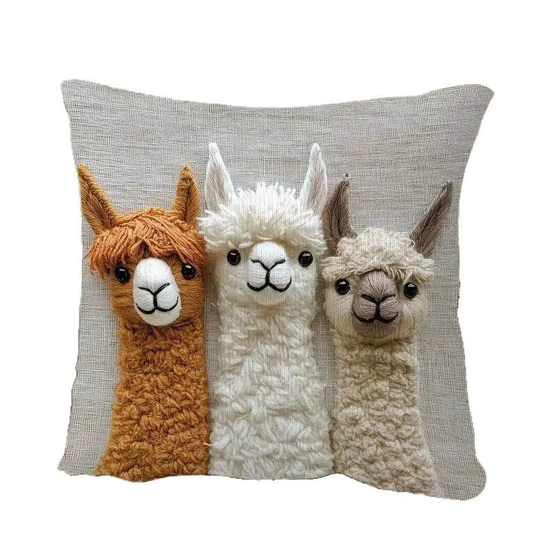 Alpaca Friend Einseitig bedruckter Kissenbezug mit Kisseneinsatz im modernen Stil, Mehrfarbig, B/T/H: 45,1 x 45,1 x 2,0 cm - Bild 4