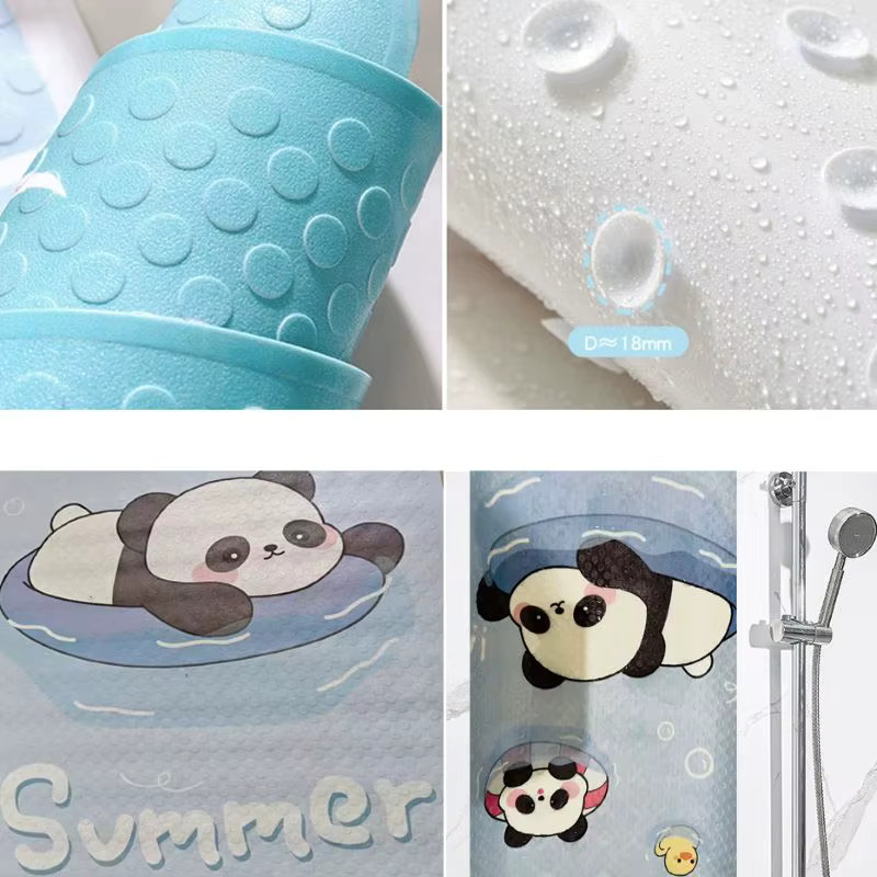 ELESAHOME Rutschfeste Badezimmermatte mit Panda-Motiv aus PVC, wasserdicht und weich, Multicolor, B/T: 40 x 70 cm - Bild 2