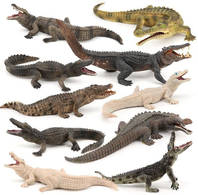 LMKJ Krokodil-Actionfiguren, Tiere, Weiß/Braun/Grün, Kunststoff - Bild 1