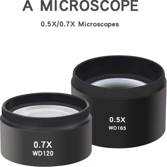 WD120 0,7X Trinokular Barlow Zoom-Objektiv für Stereo-Mikroskope in Schwarz - Bild 1