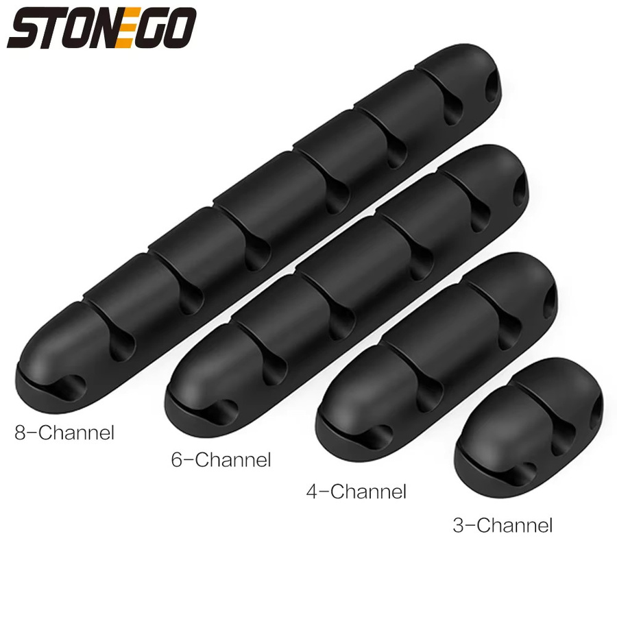 STONEGO USB Kabel Organizer aus Silikon in Schwarz zur Kabelverwaltung für Büro und Desktop - Bild 5