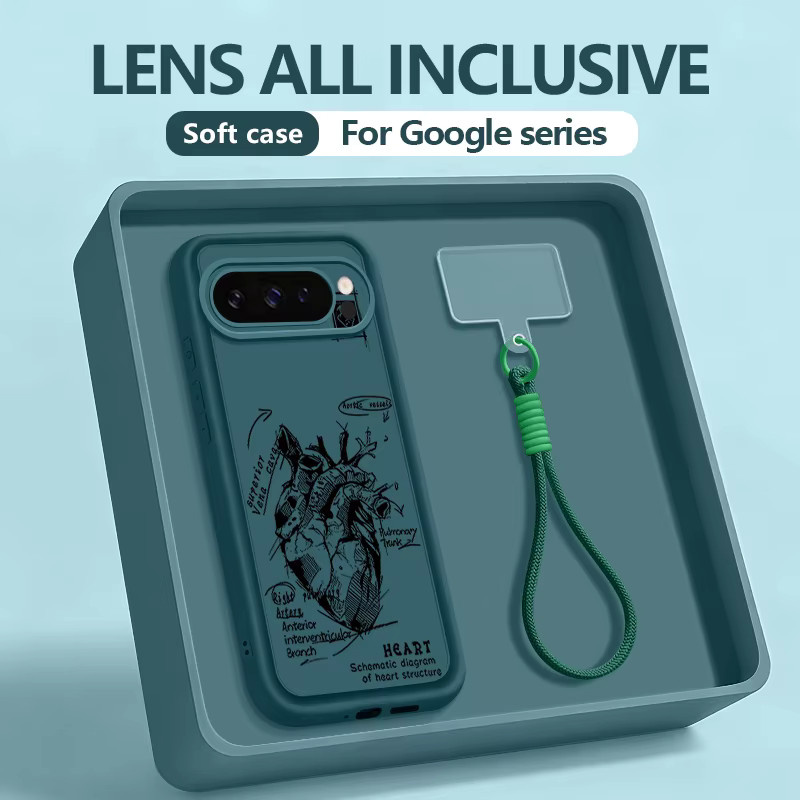 MOESOE Handyhülle mit kreativem Herz-Muster und weicher Handgelenkschlaufe für Google Pixel 10 9 8 7 Pro XL, Beige/Weiß - Bild 1