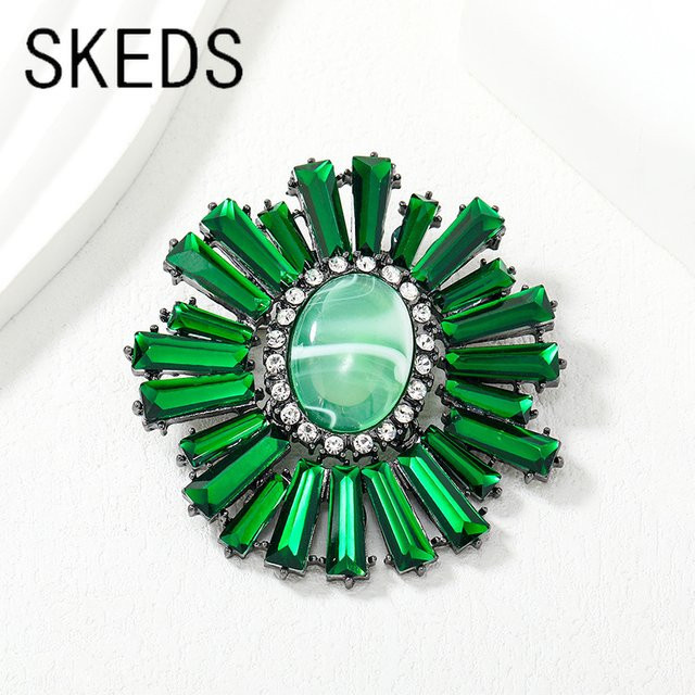 SKEDS Brosche, Sonne Blume, Kristall, Silber, Unisex - Bild 1