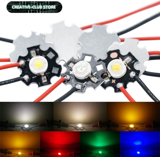 10 Stück DT&ZM Hochleistungs-LED WireSMD-COB-Dioden mit PCB, 20 mm, Farben: Rot, Grün, Blau und Multicolour - Bild 1