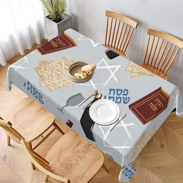 Rechteckige Tischdecke für das Passahfest von JMG Household Supplies, Farbe Grau, B/T/H: 140 x 90 cm - Bild 1