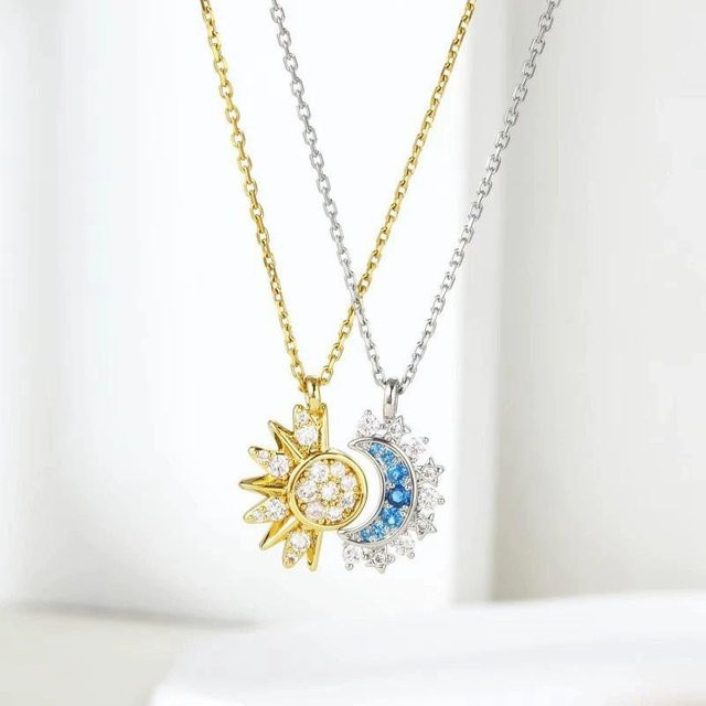 YULIN Halskette Kupfer, Sonne Mond, Bicolor, Unisex - Bild 1