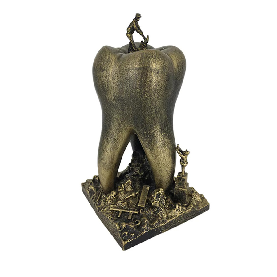 YOUYA DENTAL Zahnarzt-Dekoration Backenzahn-Figur aus Harz in Weiß als kreative Schreibtisch-Skulptur für die Zahnarztpraxis - Bild 2