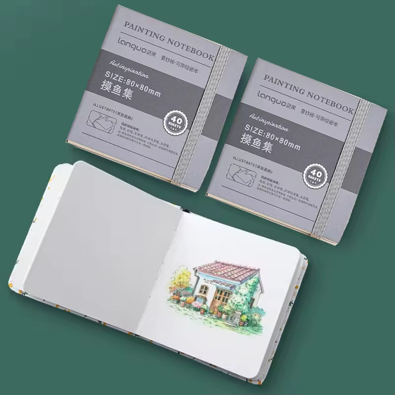 Yutiars Aquarellpapierbuch aus 100 % Baumwolle, 24 Blatt, B/H: 8 x 8 cm, 57 g/m² Skizzenbuch für Kunst und Zeichnungen - Bild 2