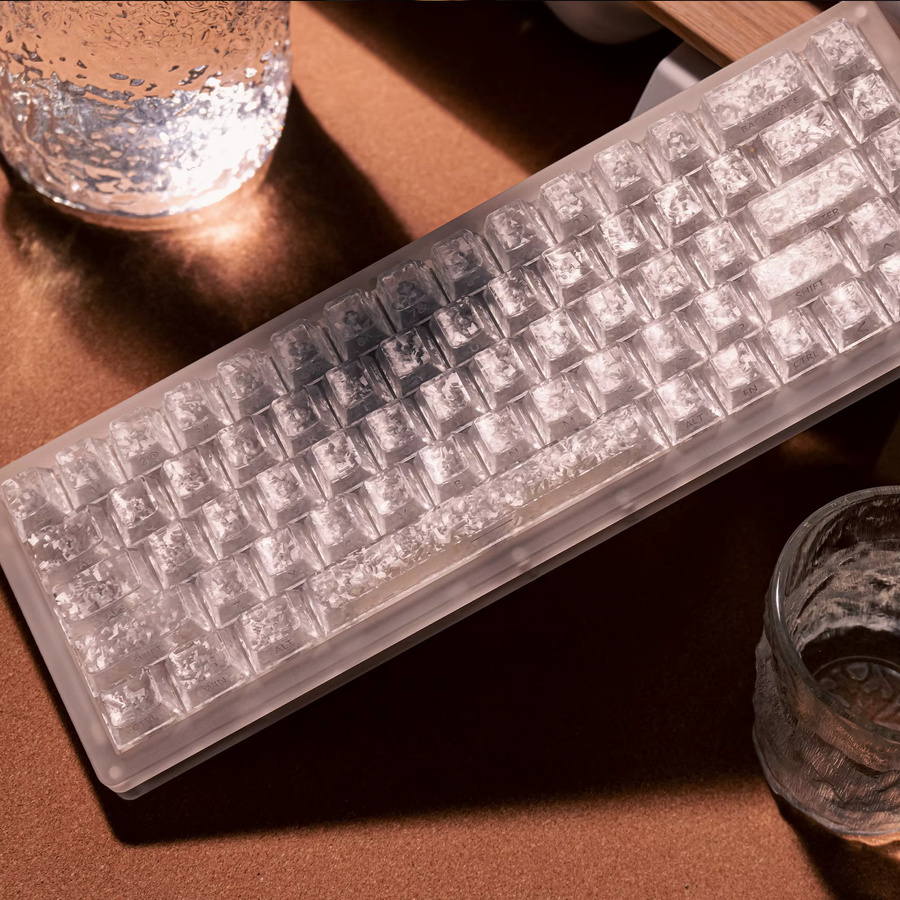 Seitlich bedruckte Tastenkappen im Cherry-Profil mit Kohlefaser-Textur für mechanische MX-Tastaturen, Schwarz-Weiß Transparent, PC-Material - Bild 2