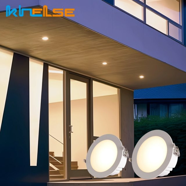 Khelse LED Einbau-Deckenleuchte IP65 wasserdicht in Weiß für Garten, Balkon und Außenbereich mit warmweißem Licht - Bild 1