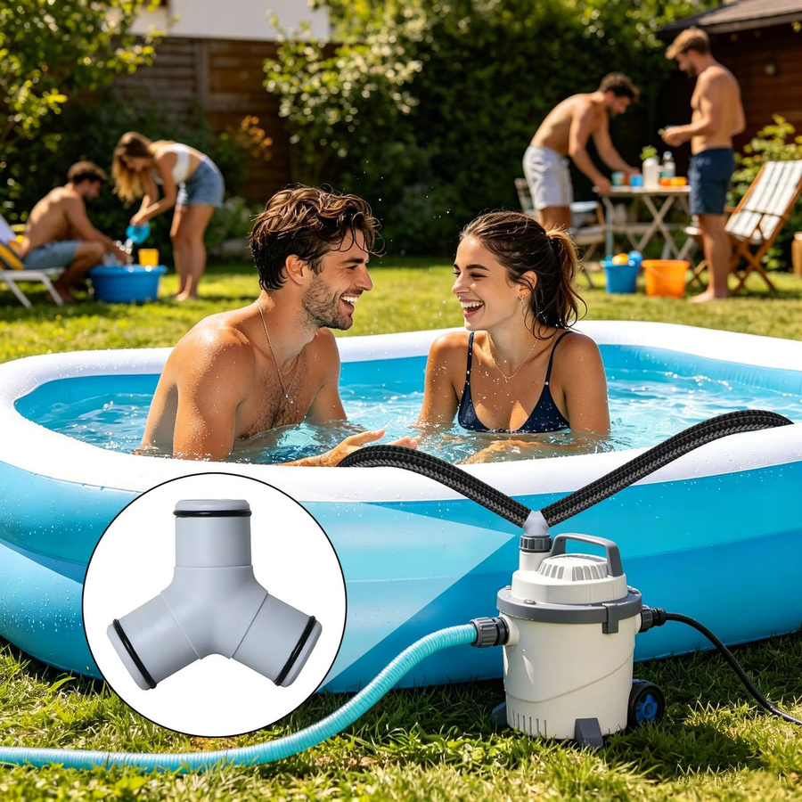 Y-förmiger Pool-Schlauchadapter aus weißem ABS-Kunststoff mit 32 mm Anschluss für Pool-Filterpumpen und Wasserrohrverbindungen - Bild 2